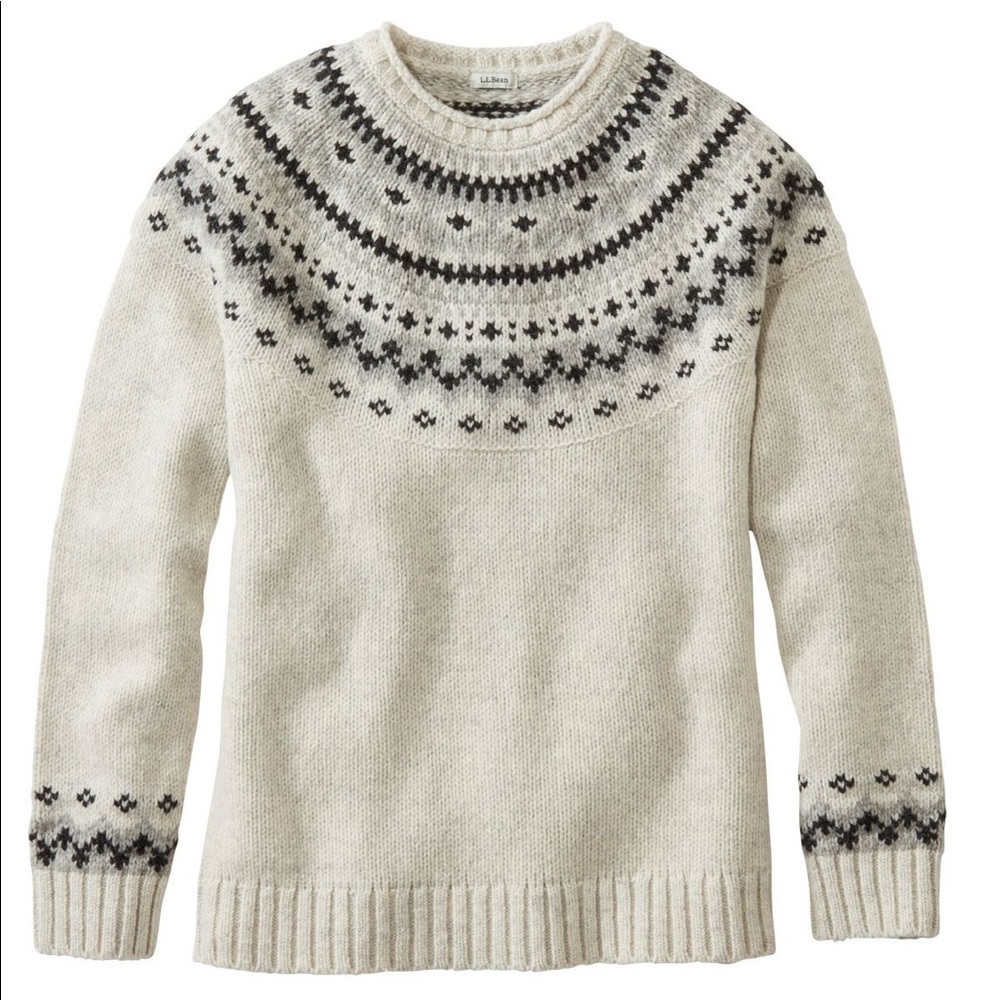 LL Bean Classic Ragg Fair Isle Wool Sweater